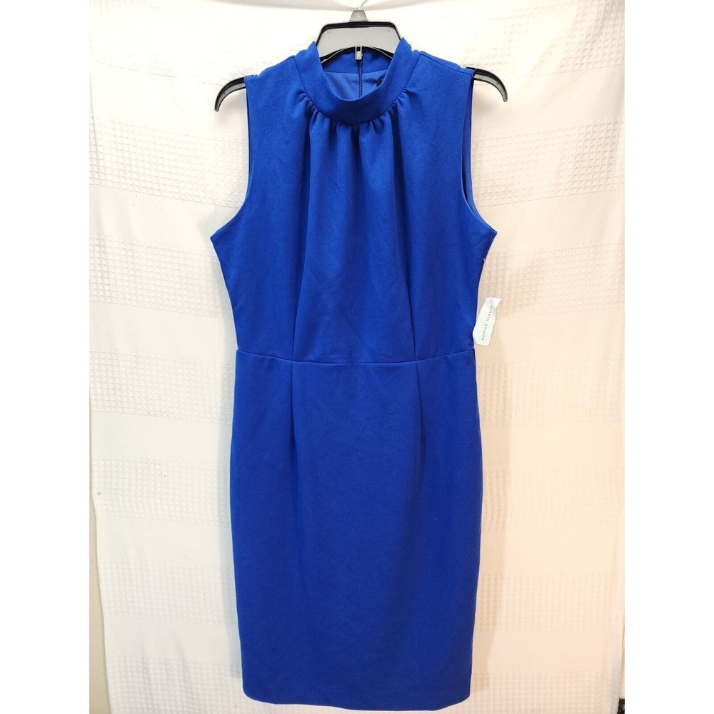 Alexia Admor Dress Womens Size Large Royal Blue Sleeveless Midi Sheath